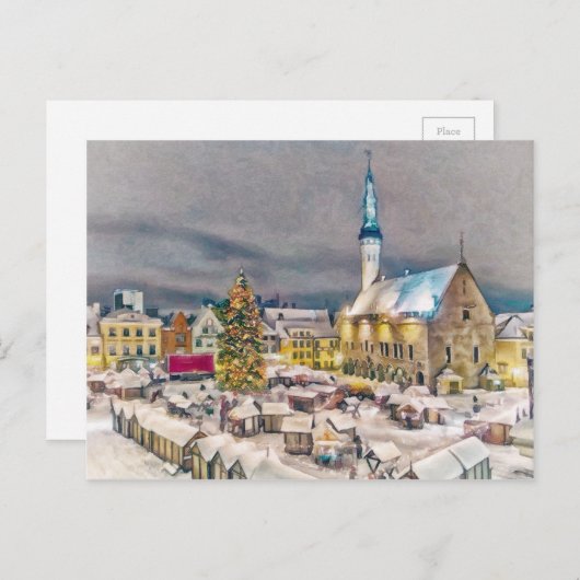 De Markt van Kerstmis van Tallinn Estland Feestdagenkaart (Voorkant / Achterkant)