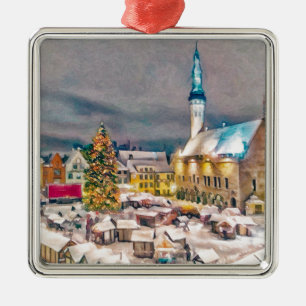 De Markt van Kerstmis van Tallinn Estland Metalen Ornament
