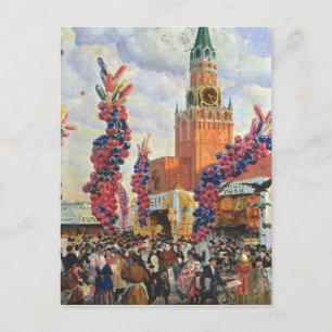 De Markt van Pasen in Moskou het Kremlin, 1917 Feestdagenkaart