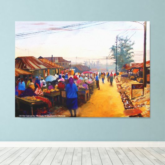 DE MARKTPLAATS VAN MOJISOLA A GBADAMOSI OKUBULE CANVAS AFDRUK (Insitu (Houten vloer))