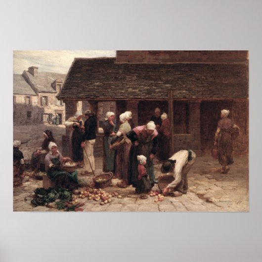 De marktplaats van Ploudalmezeau Poster (Voorkant)