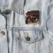 De marktplaats van Ploudalmezeau Vierkante Button 5,1 Cm (In situ)
