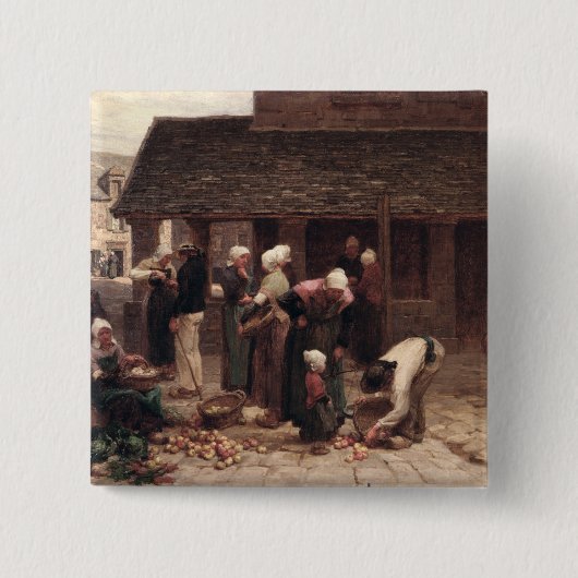 De marktplaats van Ploudalmezeau Vierkante Button 5,1 Cm (Voorkant)