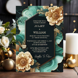 De marmeren Monstera Smaragd Groene en Gouden Brui Kaart