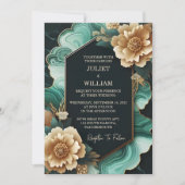 De marmeren Monstera Smaragd Groene en Gouden Brui Kaart (Voorkant)