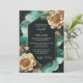 De marmeren Monstera Smaragd Groene en Gouden Brui Kaart (Staand voorkant)