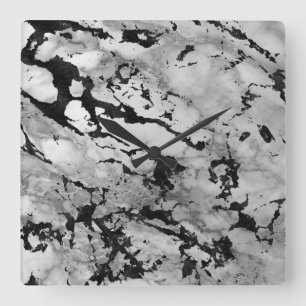 De marmeren Witte Grijze Zilveren Zwarte Vierkante Klok