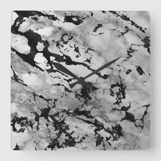 De marmeren Witte Grijze Zilveren Zwarte Vierkante Klok (Voorkant)