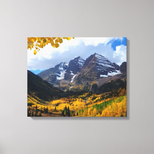 De maroon Bells in het herfst van Gold Canvas Afdruk (Voorkant)