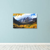 De maroon Bells in het herfst van Gold Canvas Afdruk (Insitu (Houten vloer))
