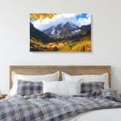 De maroon Bells in het herfst van Gold Canvas Afdruk (Insitu (Slaapkamer))