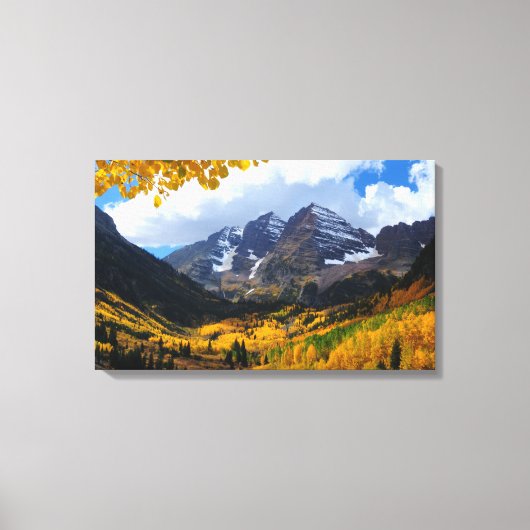 De maroon Bells in het herfst van Gold Canvas Afdruk (Voorkant)