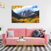 De maroon Bells in het herfst van Gold Canvas Afdruk (Insitu (Woonkamer))