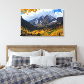 De maroon Bells in het herfst van Gold Canvas Afdruk (Insitu (Slaapkamer))
