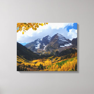 De maroon Bells in het herfst van Gold Canvas Afdruk
