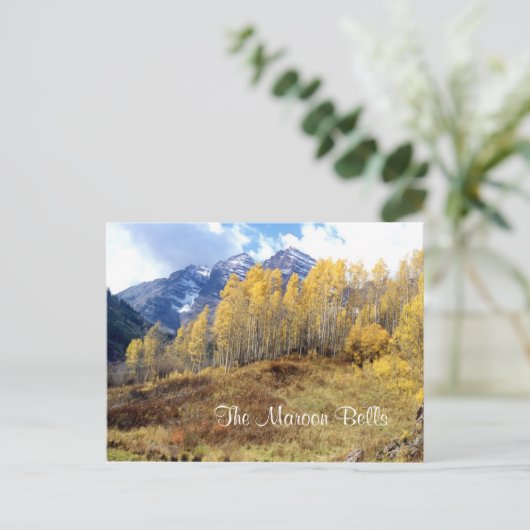 De Maroon Bells in het najaar van het Briefkaart (Staand voorkant)