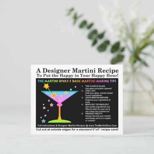 De Martini Diva's 5 Basic Martini Tips Briefkaart (Staand voorkant)