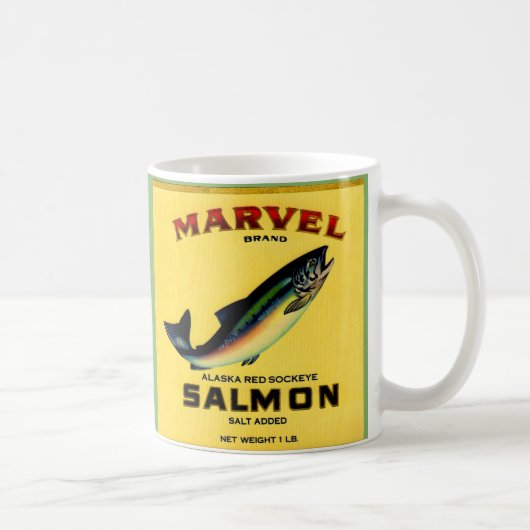 De marvel-zalm uit de jaren '30 kan een label krij koffiemok (Rechts)