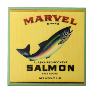 De marvel-zalm uit de jaren '30 kan een label krij tegeltje