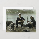 De Mascots WWII Sailor Rooster Pig Briefkaart (Voorkant / Achterkant)