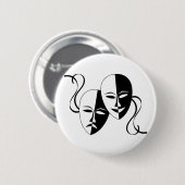 De Maskers van het Theater van de komedie en van Ronde Button 5,7 Cm (Voorkant /achterkant)