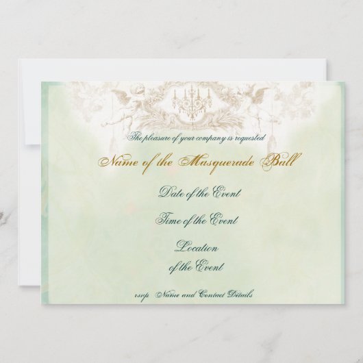 De Masquerade Ball, blauwgroen en goud Kaart (Achterkant)