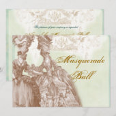De Masquerade Ball, blauwgroen en goud Kaart (Voorkant / Achterkant)