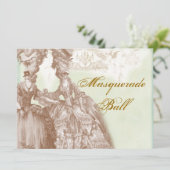 De Masquerade Ball, blauwgroen en goud Kaart (Staand voorkant)