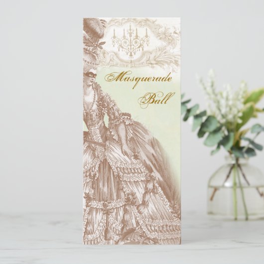 De Masquerade Ball, Menu blauwgroen en goud (Staand voorkant)