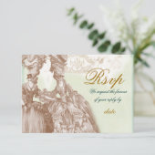 De Masquerade Ball, RSVP blauwgroen en goud Kaart (Staand voorkant)