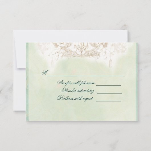 De Masquerade Ball, RSVP blauwgroen en goud Kaart (Achterkant)