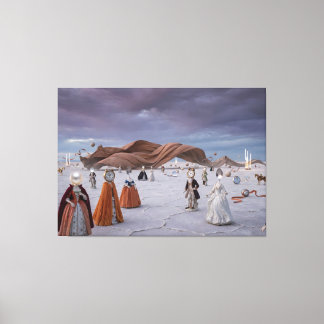 De Masquerade van de Tijd: Een Surrealistische Bar Canvas Afdruk