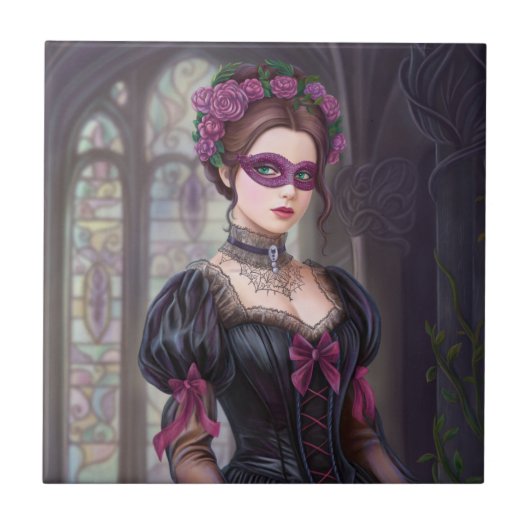 De Masquerade Victoriaans Tegeltje (Voorkant)