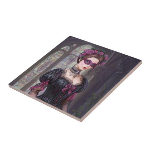 De Masquerade Victoriaans Tegeltje (Zijkant)