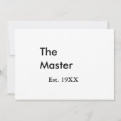 De Master baas naam est jaar datum man koning tite Kaart (Achterkant)