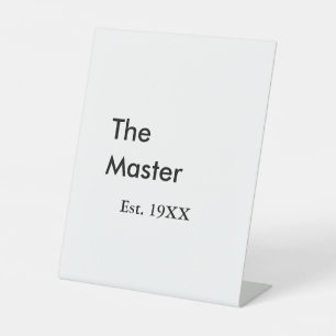 De Master baas naam est jaar datum man koning tite Reclamebord Met Voetstuk