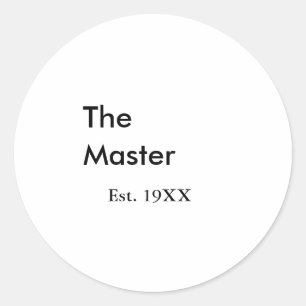 De Master baas naam est jaar datum man koning tite Ronde Sticker