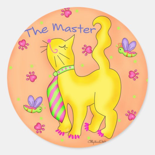 De Master Cat-Sticker Ronde Sticker (Voorkant)