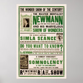 De Master Mentalist, 1930. Antieke Goochelaar Poster