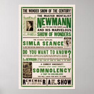 De Master Mentalist, 1930. Antieke Goochelaar Poster
