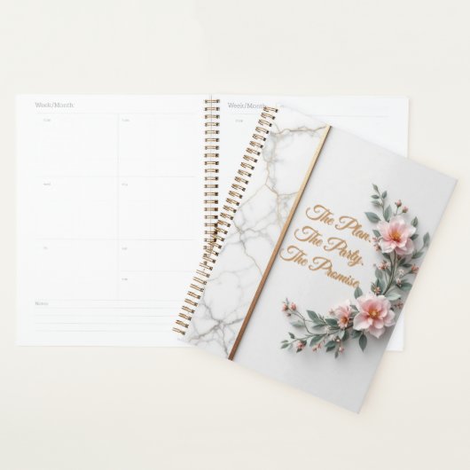 De Master Plan | Luxe Marmer & Bloem Huwelijk Planner (Display)