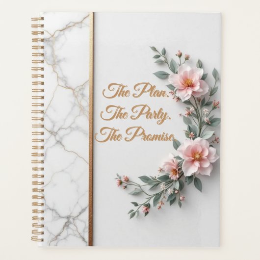 De Master Plan | Luxe Marmer & Bloem Huwelijk Planner (Voorkant)