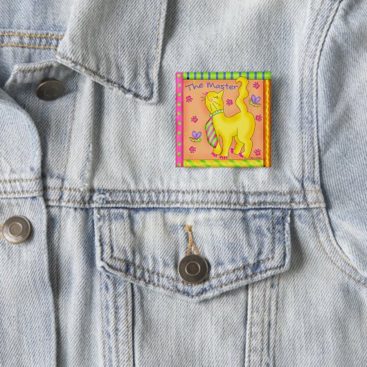 De Master Square Button Badge (In situ)