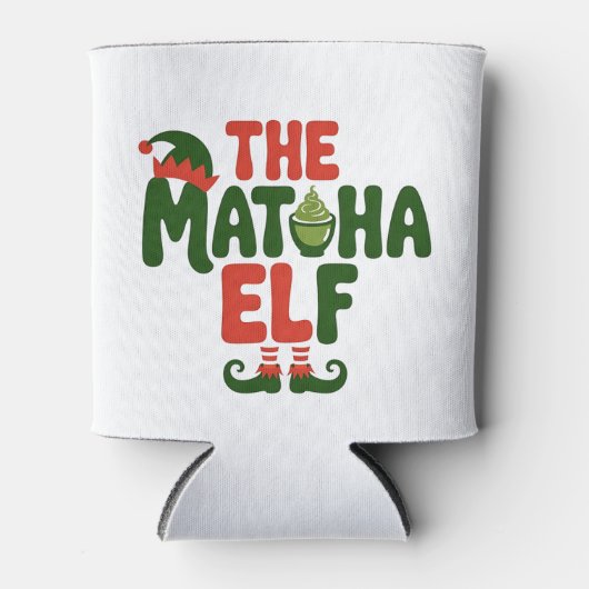 De Matcha Elf Grappige Kerst Matcha Drank Blikjeskoeler (Voorkant)