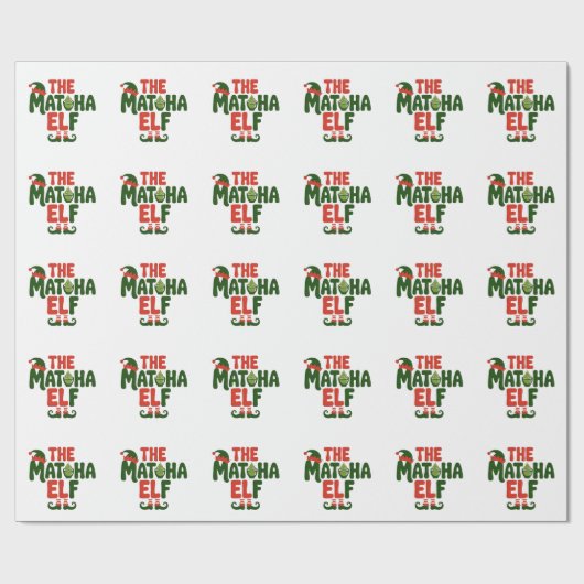 De Matcha Elf Grappige Kerst Matcha Drank Cadeaupapier (Vlak)
