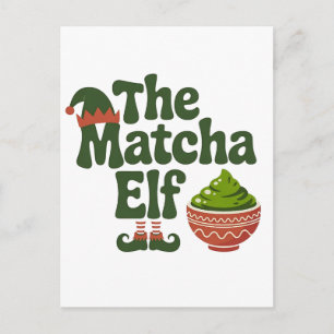 De Matcha Elf Grappige Kerst Matcha Drank Liefhebb Aankondigingskaart