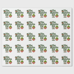 De Matcha Elf Grappige Kerst Matcha Drank Liefhebb Cadeaupapier