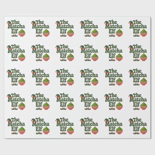 De Matcha Elf Grappige Kerst Matcha Drank Liefhebb Cadeaupapier (Vlak)