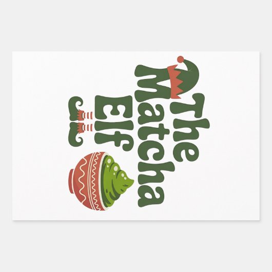 De Matcha Elf Grappige Kerst Matcha Drank Liefhebb Inpakpapier Vel (Voorkant)