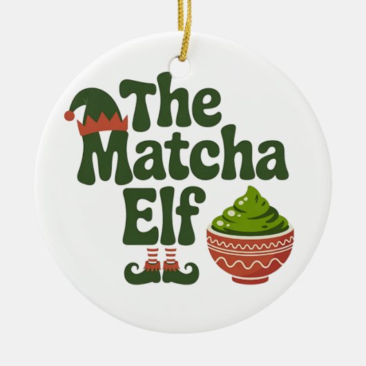 De Matcha Elf Grappige Kerst Matcha Drank Liefhebb Keramisch Ornament (Voorkant)